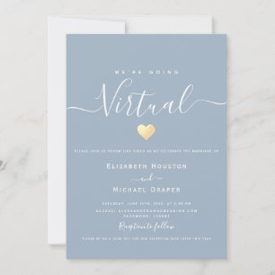 Dusty Blue Virtual Wedding Invitation