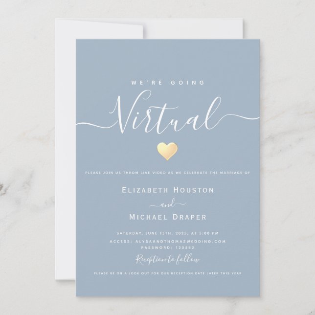 Dusty Blue Virtual Wedding Invitation (Front)