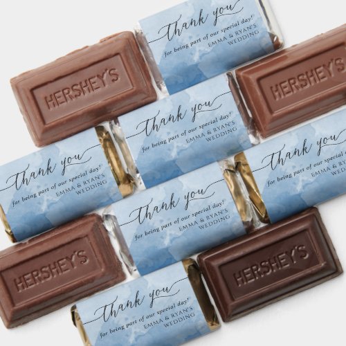 Dusty Blue Watercolor Any Event Thank you Script Hersheys Miniatures