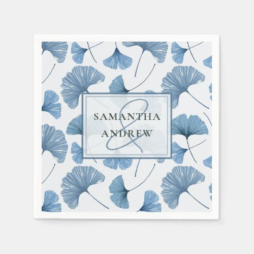 Dusty Blue Watercolor Botancial Wedding Napkins