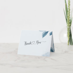 Dusty Blue Watercolor Botanical Bears Baby Shower Thank You Card