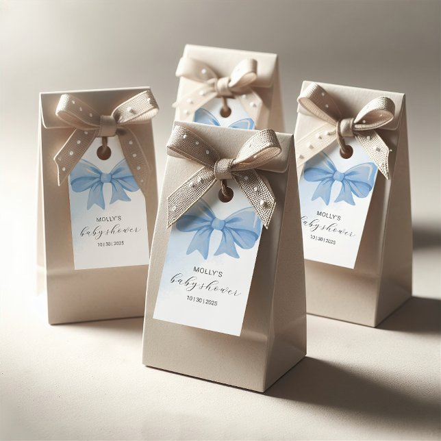 Dusty Blue Watercolor Bow Baby Shower Gift Tags (Dusty Blue Watercolor Bow Baby Shower Gift Tags)
