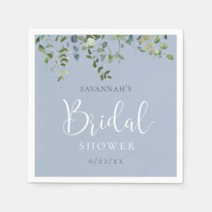 Dusty Blue Watercolor Bridal Shower Napkins