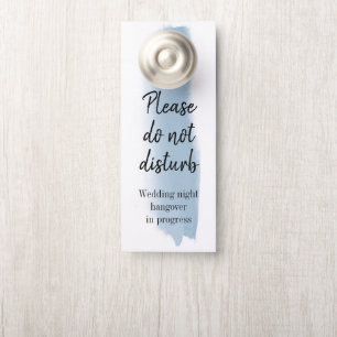 Dusty Blue Watercolor Brush Stroke Do Not Disturb Door Hanger