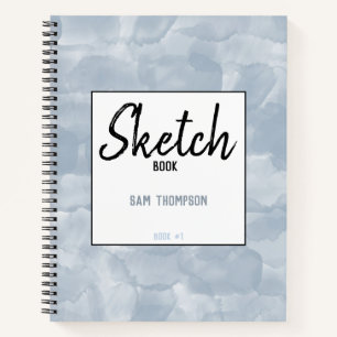 Dusty Blue Watercolor Brush Strokes Sketchbook Notebook