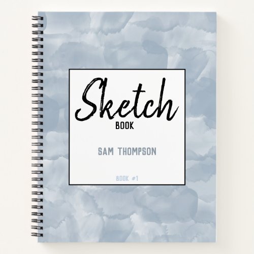 Dusty Blue Watercolor Brush Strokes Sketchbook Notebook
