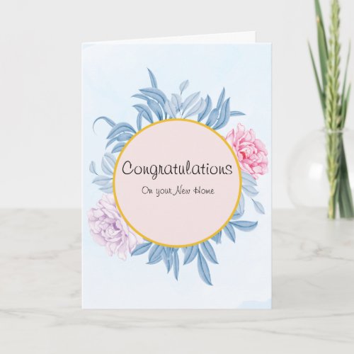 Dusty Blue Watercolor Congratulations New Home Card