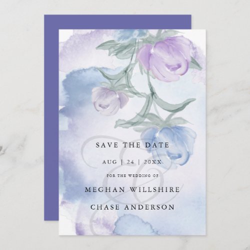 Dusty Blue Watercolor Country Floral Invitation