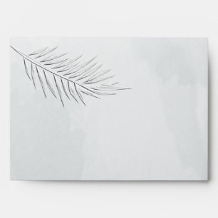 Dusty blue watercolor embossed look palm envelope