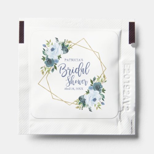 Dusty Blue Watercolor Floral Bridal Shower Hand Sanitizer Packet