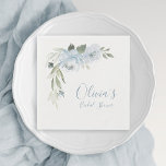 Dusty blue watercolor floral bridal shower napkins<br><div class="desc">Romantic watercolor floral in dusty blue and sage green,  great party paper napkins for bridal shower,  modern wedding,  romantic wedding,  and botanical garden wedding in spring and fall.
See all the matching pieces in collection below.</div>