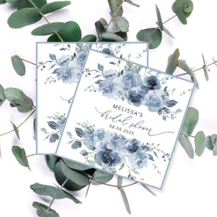 Dusty Blue Watercolor Floral Bridal Shower Napkins