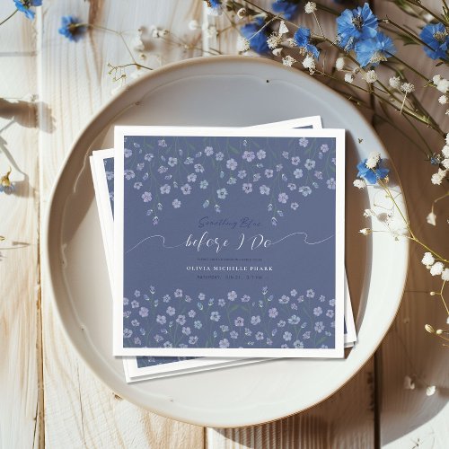 Dusty Blue Watercolor floral Bridal Shower  Napkins