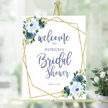 Dusty Blue Watercolor Floral Bridal Shower Welcome Foam Board<br><div class="desc">A lovely dusty blue floral, geometric welcome sign for a bridal shower. Easy to personalize with your details. Please get in touch with me via chat if you have questions about the artwork or need customization. PLEASE NOTE: For assistance on orders, shipping, product information, etc., contact Zazzle Customer Care directly...</div>