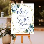 Dusty Blue Watercolor Floral Bridal Shower Welcome Foam Board<br><div class="desc">This elegant bridal shower suite features a dusty blue floral bouquet set within a modern gold geometric frame. This suite includes enclosure cards, signs, and personalized party supplies like napkins. If you need assistance with personalization, including color or wording changes, or if you notice a missing item, please don't hesitate...</div>