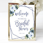 Dusty Blue Watercolor Floral Bridal Shower Welcome Poster<br><div class="desc">A lovely dusty blue floral, geometric welcome sign for a bridal shower. Easy to personalize with your details. Please get in touch with me via chat if you have questions about the artwork or need customization. PLEASE NOTE: For assistance on orders, shipping, product information, etc., contact Zazzle Customer Care directly...</div>