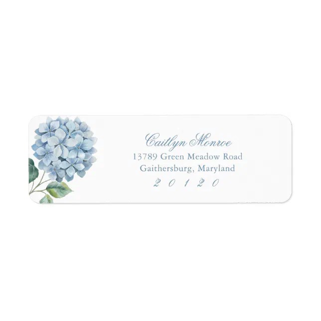 Dusty Blue Watercolor Floral Crest Return Address Label | Zazzle