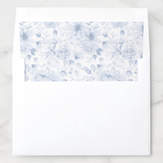 Dusty Blue Watercolor Floral Envelope Liner (In Envelope)