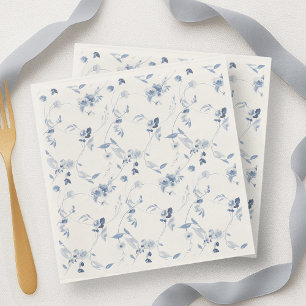 Dusty Blue Watercolor Floral Napkin
