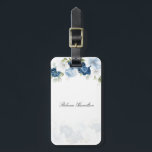 Dusty Blue Watercolor Floral Script Custom Luggage Tag<br><div class="desc">Customize this bridal shower luggage tag by clicking the "Personalize" button above. The tag features a modern elegant chic dusty blue flowers with white,  light blue,  and olive green foliage.</div>
