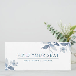 Dusty Blue Watercolor Floral Seating Chart Header