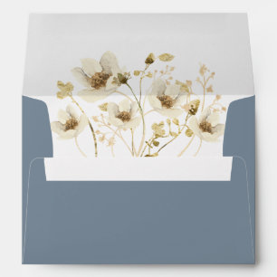 Dusty Blue Watercolor Floral Wedding Envelope