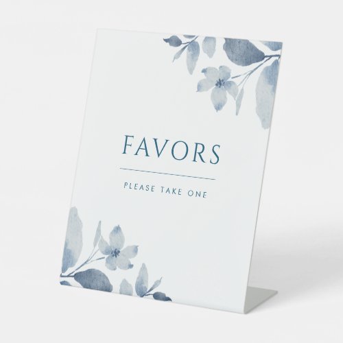 Dusty Blue Watercolor Floral Wedding Favors Sign