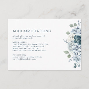 Dusty Blue Watercolor Floral Wedding Hotel Enclosure Card