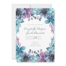Dusty Blue Watercolor Floral Wedding