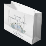 Dusty Blue Watercolor Floral Wedding Maid of Honor Large Gift Bag<br><div class="desc">This beautiful gift bag is designed for the maid of honor at your wedding. It features a beautiful boho chic design with a cluster of dusty blue roses and blossoms tied with a white satin bow. There is room for her name, the names of the couple, and the wedding date....</div>