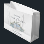 Dusty Blue Watercolor Floral Wedding Maid of Honor Large Gift Bag<br><div class="desc">This beautiful gift bag is designed for the maid of honor at your wedding. It features a beautiful boho chic design with a cluster of dusty blue roses and blossoms tied with a white satin bow. There is room for her name, the names of the couple, and the wedding date....</div>