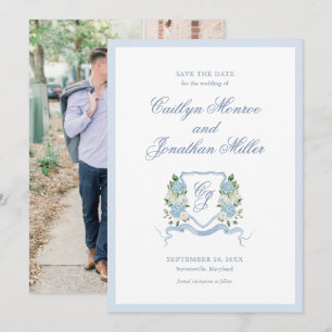 Dusty Blue Watercolor Floral Wedding Save the Date