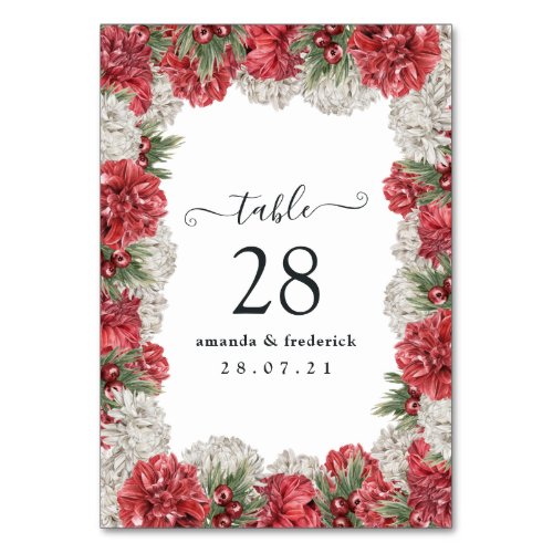 Dusty Blue Watercolor floral Wedding Table Number