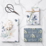 Dusty Blue Watercolor Floral Wrapping Paper Sheets<br><div class="desc">Celebrate any special occasion with this lovely dusty blue watercolor wrapping paper set! Perfect for fall weddings or bridal showers!</div>