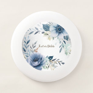 Dusty Blue Watercolor Flowers Silver Elegant Wham-O Frisbee