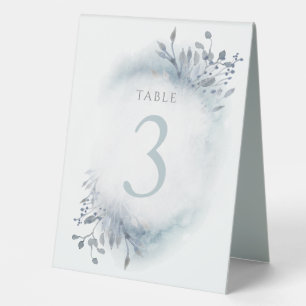 dusty blue watercolor flowers Table Number 3 Tent