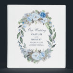 Dusty Blue Watercolor Flowers Wedding 3 Ring Binder<br><div class="desc">Dusty blue floral binder</div>