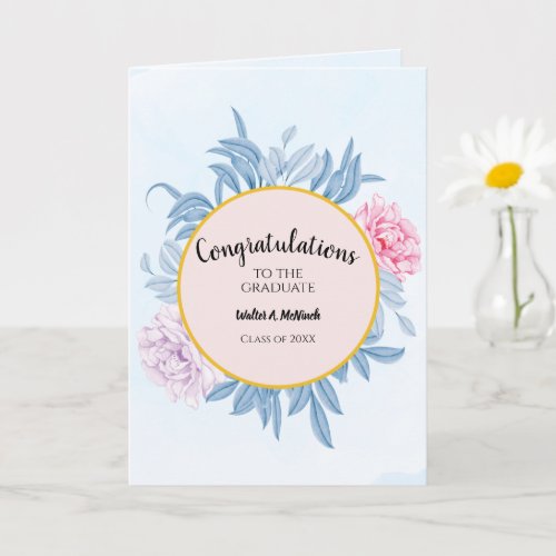 Dusty Blue Watercolor Graduate Congratulation Card