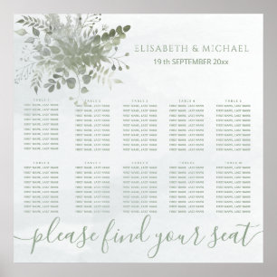 Dusty blue watercolor greenery eucalyptus poster