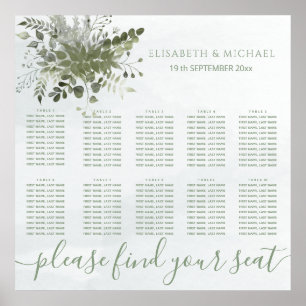 Dusty blue watercolor greenery eucalyptus poster