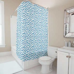 Dusty Blue Watercolor Heart Pattern Shower Curtain