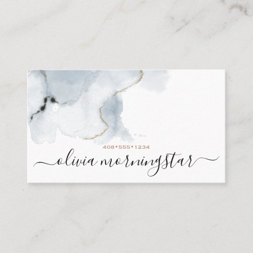 Dusty Blue Watercolor Marble Abstract Business Card