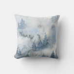 Dusty Blue Watercolor Misty Abstract Forest    Throw Pillow at Zazzle