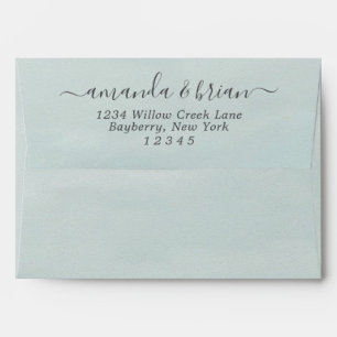 Dusty Blue Watercolor Paper Script Lettering 5x7 Envelope