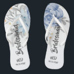 Dusty Blue Watercolor Peony Bridesmaid Favor  Flip Flops<br><div class="desc">You will love this dusty blue watercolor peony flowers. Great for your wedding gifts!</div>