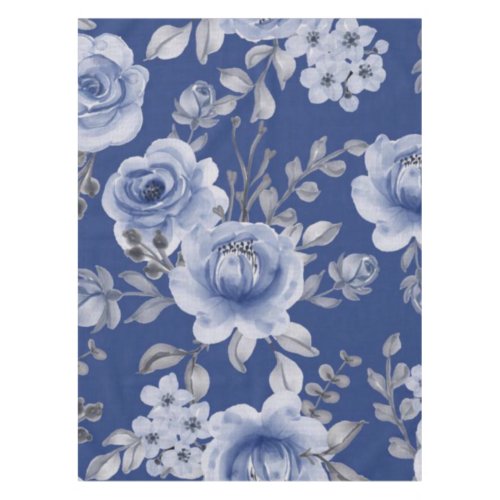 Dusty Blue Watercolor Peony Tapestry  Tablecloth