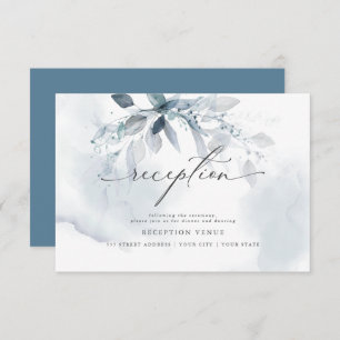 Dusty Blue Watercolor Reception Invitation