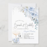 Dusty Blue Watercolor Roses Brunch Bubbly Invitation at Zazzle