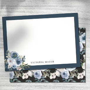 Dusty Blue Watercolor Roses Note Card