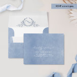 Dusty Blue Watercolor RSVP w/ Return Address Crest Envelope<br><div class="desc">Beautiful dusty blue watercolor and monogram wedding RSVP envelope with printed return address coordinating our " Dusty Blue Watercolor Wedding Monogram" RSVP cards. NOTES: 1) the default "A2" envelope size selected fits our coordinating 3.5" x 5" RSVP card size, if you make changes on the RSVP card size, please make...</div>